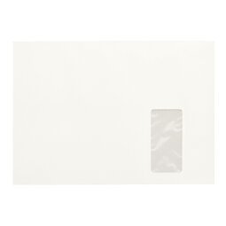 Doos met 500 enveloppen in witte kraft groot formaat 90 g gerecycleerd JMB 229 x 324 mm met venster 50 x 105 mm