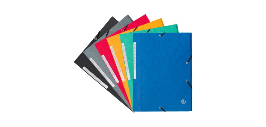 Chemise à élastique 3 rabats carte Bruneau 24 x 32 cm dos 2 cm couleurs assorties