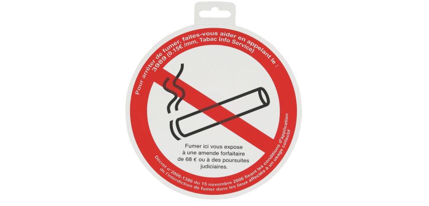 Panneau Ø 18 cm pictogramme " Interdit de fumer "