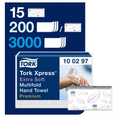 Handdoekjes gewikkeld geplooid Tork Premium Extra Zacht - Doos van 2100