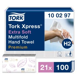 Tork Hand Towels M-fold White 2 Ply 100297 Pack of 21 of 100 Sheets