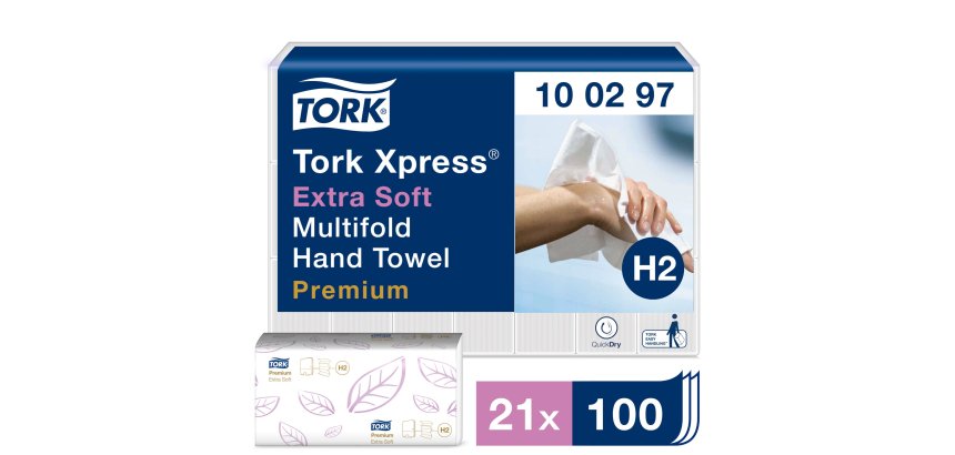 Essuie-mains pliage enchevêtré Tork H2 Premium Extradoux - Carton de 2100