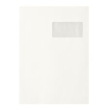 Enveloppe witte kraft gerecycleerd 229 x 324 mm Bruneau 90 g met venster 50 x 100 mm - Doos van 250