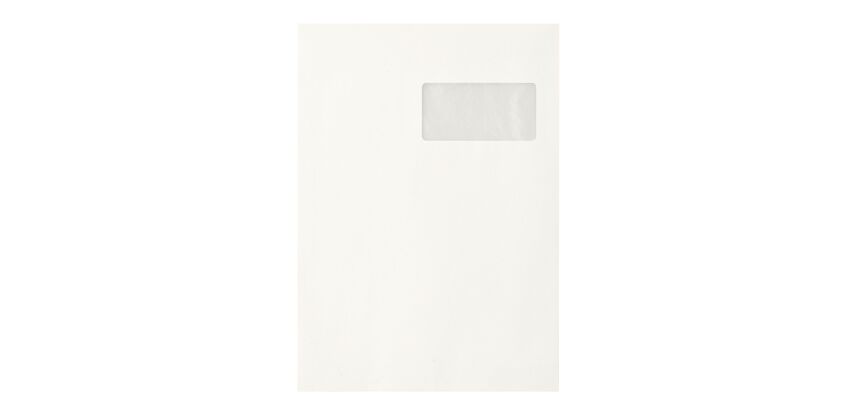 Enveloppe witte kraft gerecycleerd 229 x 324 mm Bruneau 90 g met venster 50 x 100 mm - Doos van 250