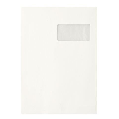 Bolsa kraft blanco reciclada 229 x 324 mm Bruneau 90 g con ventana 50 x 100 mm - Caja de 250