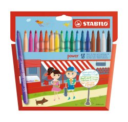 Marker Stabilo Power assorted colors medium point - Pack of 18