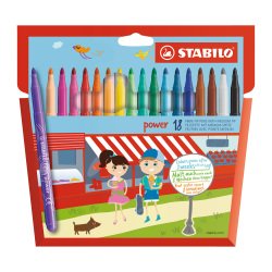 Feutre Stabilo Power couleurs assorties pointe moyenne - Pochette de 18