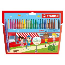 Feutre Stabilo Power couleurs assorties pointe moyenne - Pochette de 24