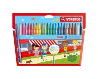 Feutre Stabilo Power couleurs assorties pointe moyenne - Pochette de 24