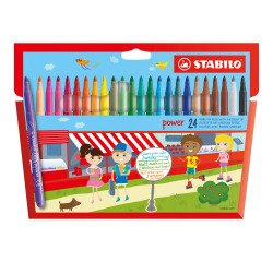 Feutre Stabilo Power couleurs assorties pointe moyenne - Pochette de 24