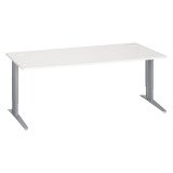 Bureau droit blanc réglable L 180 cm piètement "L" métal Essens