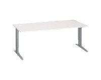 Bureau droit blanc réglable L 180 cm piètement "L" métal Essens