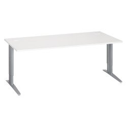 Bureau droit blanc réglable L 180 cm piètement "L" métal Essens