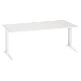 Bureau droit blanc réglable L 180 cm piètement "L" métal Essens