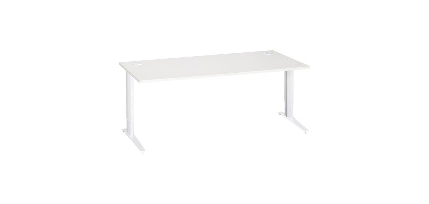 Bureau droit blanc réglable L 180 cm piètement "L" métal Essens