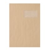 Doos 250 gerecycleerde zak-enveloppen bruine kraft Bruneau 229 x 324 mm met venster - 90 g