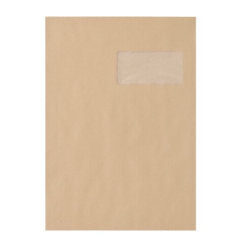 Bolsa kraft marrón reciclado 229 x 324 mm Bruneau 90 g con ventana 50 x 100 mm - Caja de 250