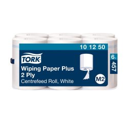 Bobine d'essuyage à dévidage central Tork M2 Wiper Maxi blanche - Carton de 6