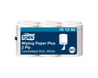 Afdroogrollen met centrale verdeling Tork M2 Maxi wit - doos van 6