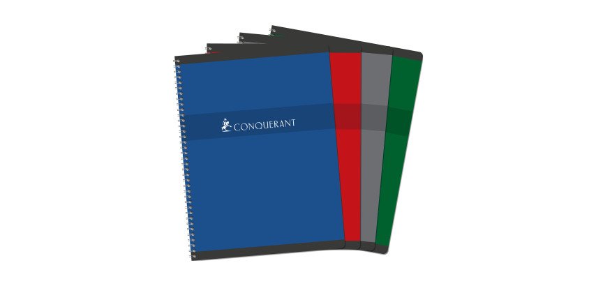 Cahier spirale Conquérant Sept A4+ 24 x 32 cm grands carreaux 180 pages