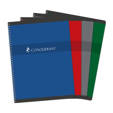 Cahier spirale Conquérant Sept A4+ 24 x 32 cm - grands carreaux - 180 pages