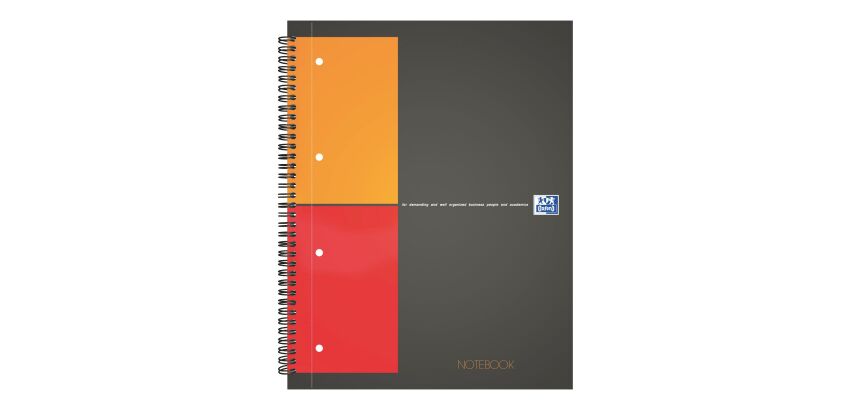 Cahier spirale Oxford International Notebook A4+ 23 x 29,7 cm - perforé 4 trous - petits carreaux 160 pages