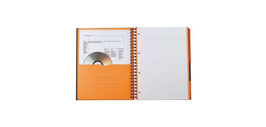 Cahier spirale Filingbook Oxford International A+ 23,3 x 29,8 cm - perforé 4 trous - petits carreaux - 200 pages