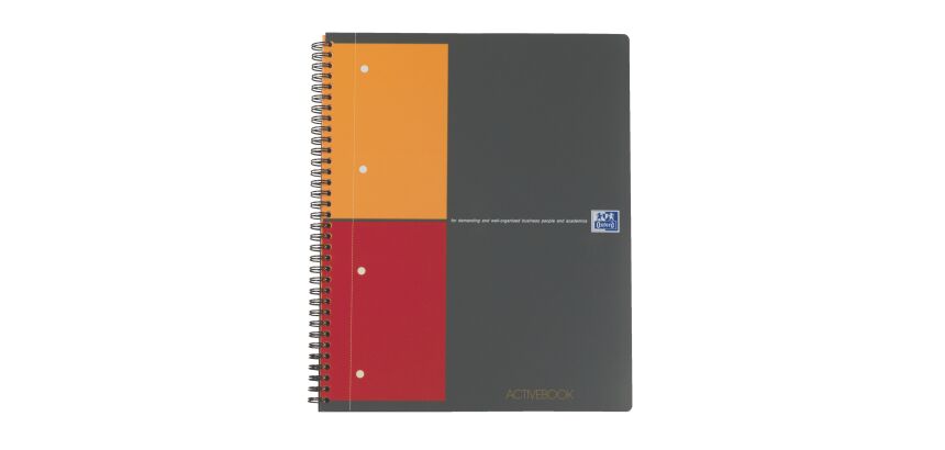 Cahier spirale Oxford Activebook A+ 24 x 29,7 cm - petits carreaux - perforé 4 trous - 160 pages