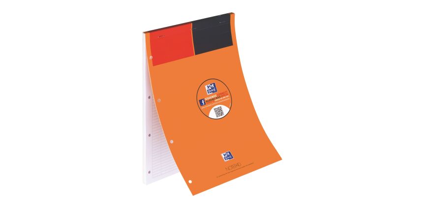 Bloc de bureau Notepad Oxford International 21 x 29,7 cm agrafé orange - ligné - 80 feuilles perforées