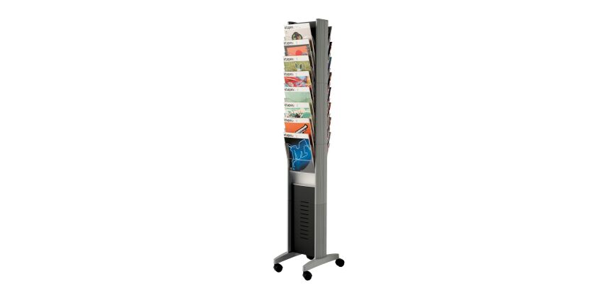 Mobiler Prospektständer 16 Fächer Aluminium