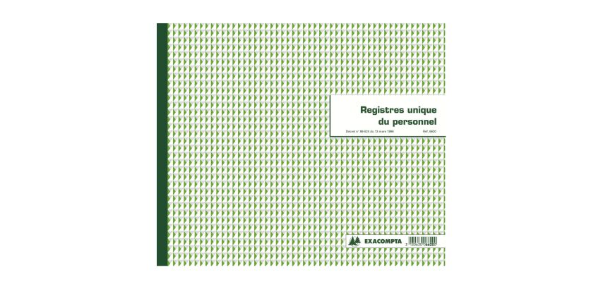 Registre imprimé unique du personnel Exacompta 6620E, 27 x 32 cm 52 pages