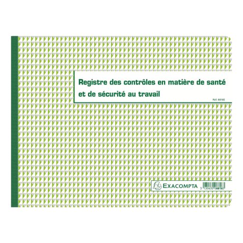 Registre imprimé contrôle de sécurité Exacompta 6616E - 24 x 32 cm 20 pages