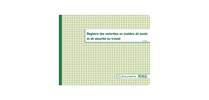 Registre imprimé contrôle de sécurité Exacompta 6616E - 24 x 32 cm 20 pages
