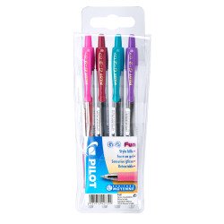 Stylo roller Pilot G2 rétractable pointe 0,7 mm écriture moyenne - Pochette de 4