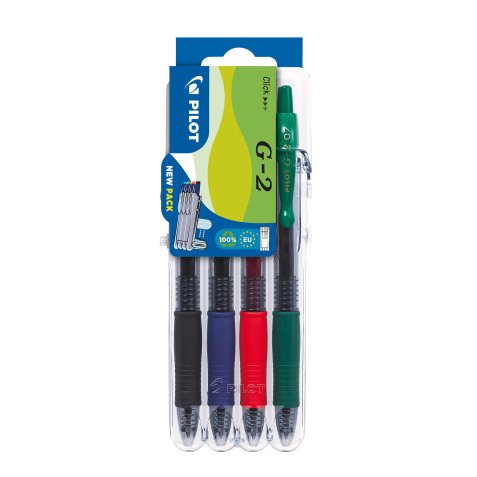 Pilot G2, set of 4 pens, tip 0.7 mm, assorted classic colours