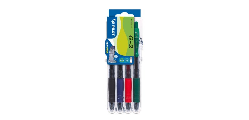 Kugelschreiber Pilot G2, einziehbar, 0,7 mm Spitze, mittlere Schreibweise - Packung mit 4