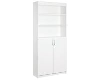 Etagère bibliothèque haute de bureau - blocs tiroirs et portes battantes en option