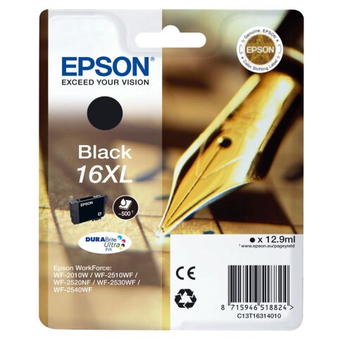 Epson 16 XL / C13T16314010 Cartucho original negro de alta capacidad (500 páginas)