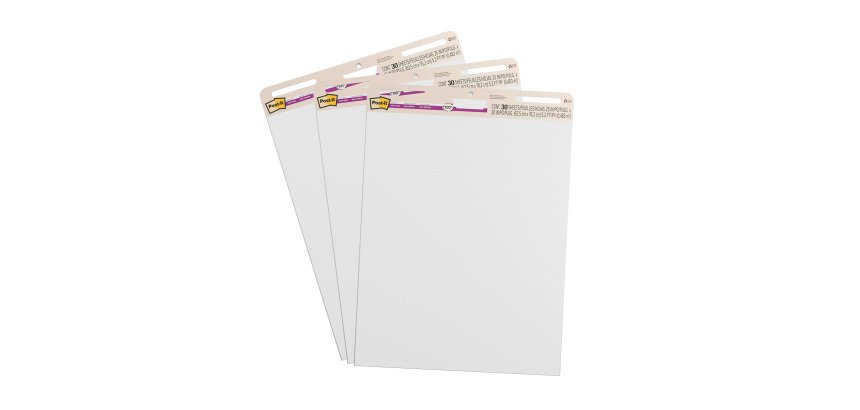 Pack of 2 paperboards + 1 free - mobile easel Meeting Chart Post-it with adhesive sheets 77.4 x 63 cm