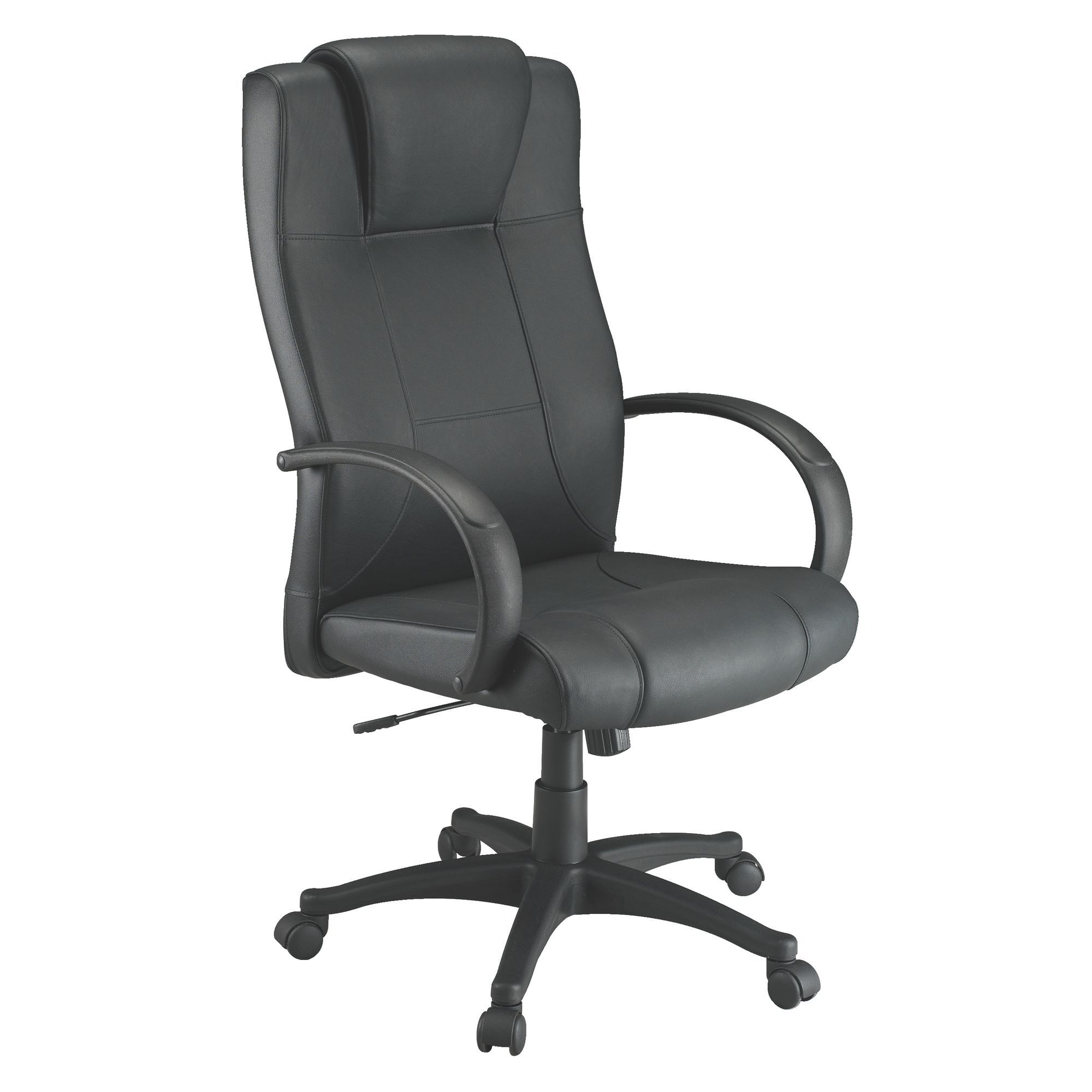 Fauteuil de bureau Partner 2 cuir - avec accoudoirs et appui-tête - Mécanisme Basculant centré - Pied noir