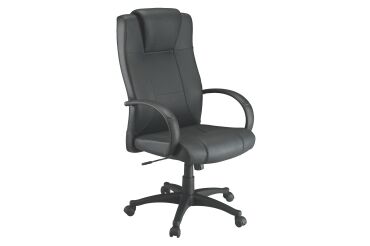 Fauteuil de bureau Partner 2 cuir - avec accoudoirs et appui-tête - Mécanisme Basculant centré - Pied noir