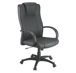 Bueaustoel Partner 2 in leer - met armleuningen en hoofdsteun - Gecentreerd kantelmechanisme - Zwarte voet