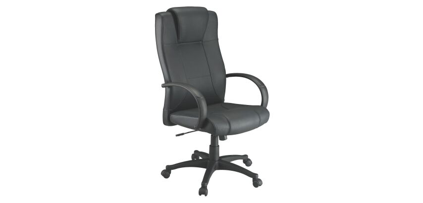 Office chair Partner 2 leather - with armrests and headrest - Centered tilting mechanism - Black base