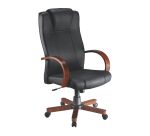 Fauteuil de direction Galb cuir avec têtière intégréé - modèle bois merisier