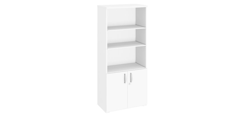 Bibliothèque haute bois avec portes basses H 182 x L 80 cm Excellens / Arko