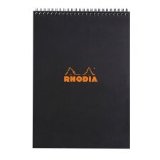 Bureaublok Rhodia zwart met spiraalbinding - 80 vellen - geruit 5 x 5 mm n° 18 - Formaat 21 x 29,7 cm