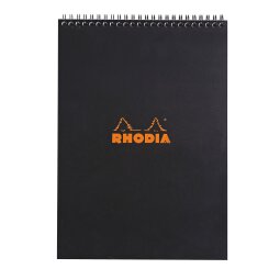 Notizblock Rhodia schwarz mit Spiralbindung - 80 Seiten - 5 x 5 mm n° 18 - Format 21 x 29,7 cm