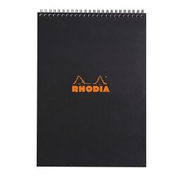 Bureaublok Rhodia zwart met spiraalbinding - 80 vellen - geruit 5 x 5 mm n° 18 - Formaat 21 x 29,7 cm