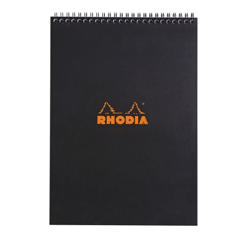 Notizblock Rhodia schwarz mit Spiralbindung - 80 Seiten - 5 x 5 mm n° 18 - Format 21 x 29,7 cm