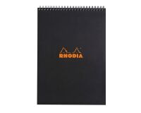Bloc de bureau Rhodia 21 x 29,7 cm spirale noir n°18 - quadrillé 5 x 5 - 80 pages